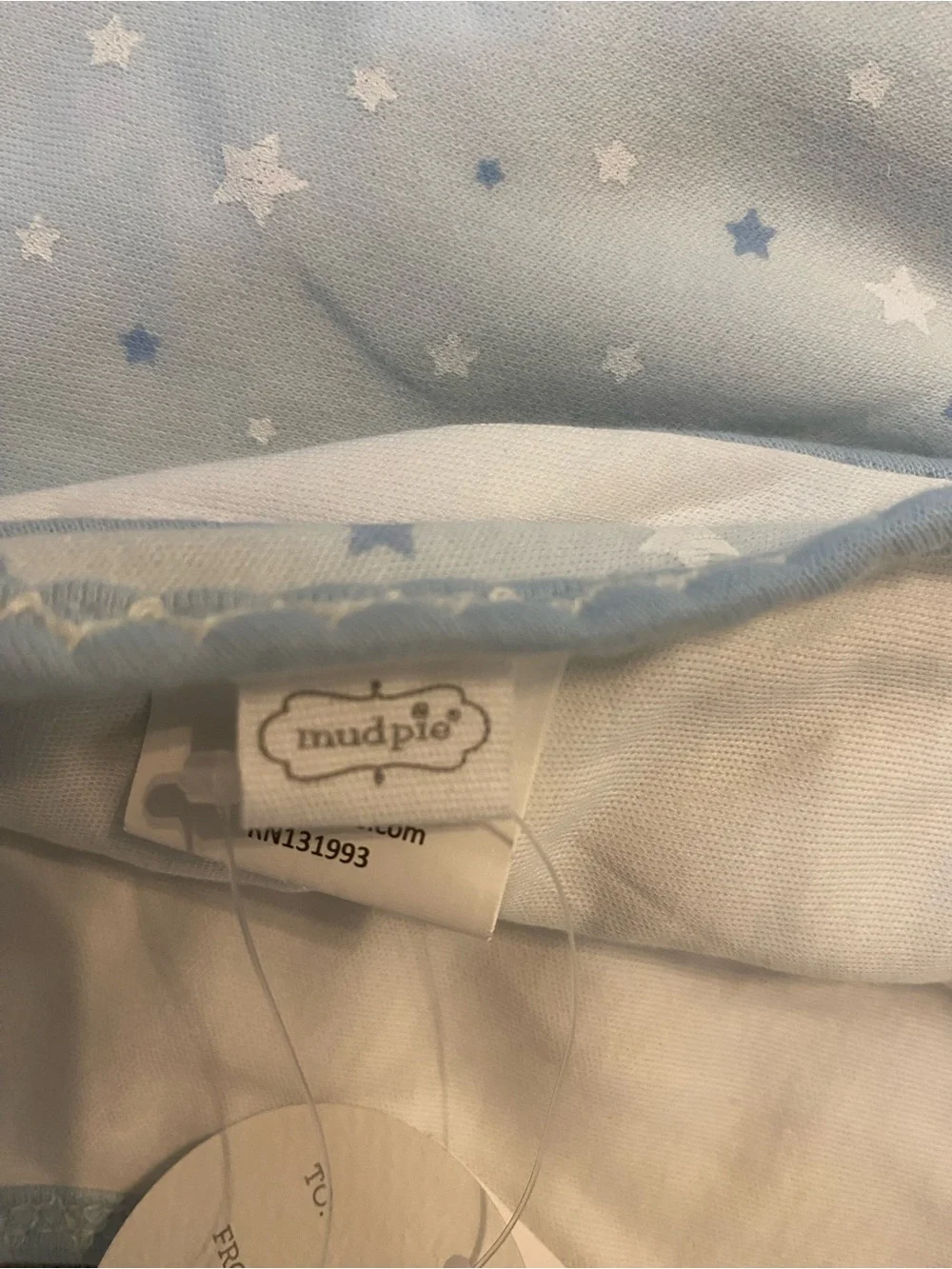 Mud Pie Cotton Baby Arrival Blanket Receiving Blanket Blue Stars